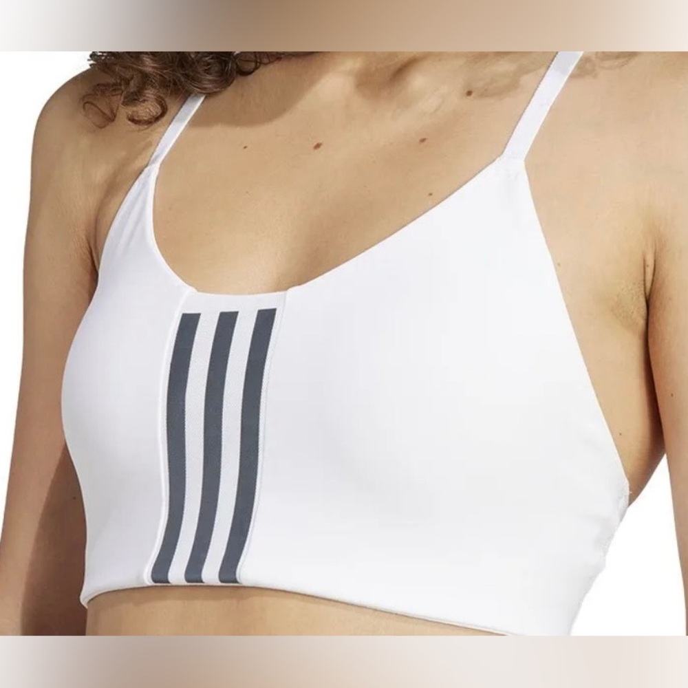 Adidas Sports Bra Aeroimpact White Black stripe NWT NEW Racerback Sz 2XS C-D